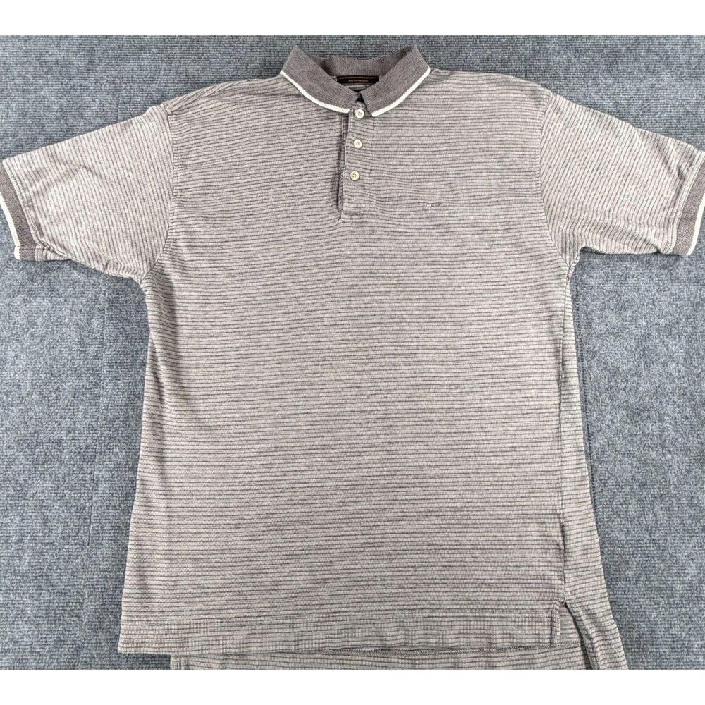 Alexander Julian Grey Textured Knit Short Sleeve Polo Shirt Men's Size Medium M